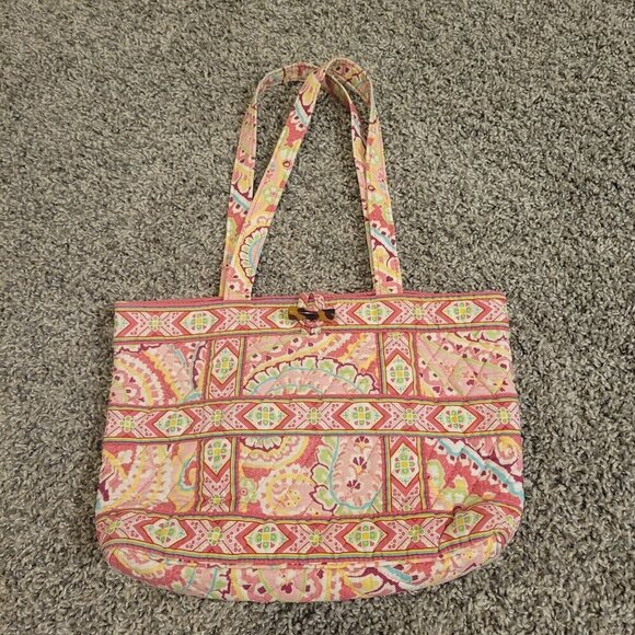 VERA BRADLEY Sherry Pink Small Floral Hand Bag Purse with Pockets Shoulder Bag - Picture 1 of 3